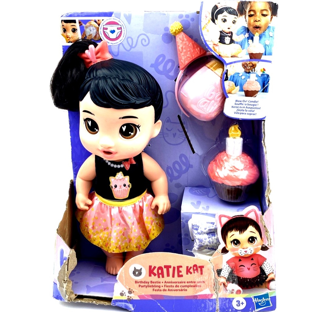 Baby Alive Birthday Bestie Katie Kat Doll Hasbro Party Fun Cake Toys Girls